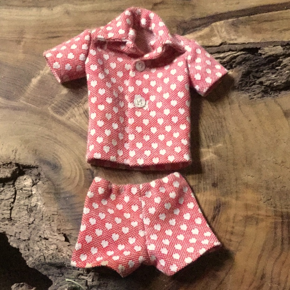 Hand made ken Barbie short shirt valentine day decor homestead primitive vintage